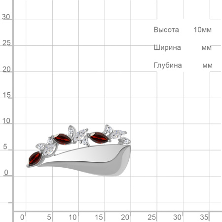 Кольцо из серебра с гранатами и фианитами