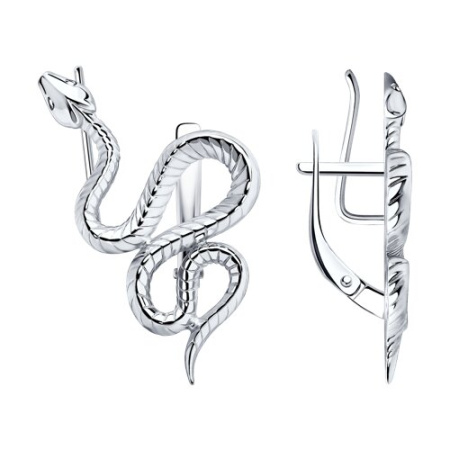 Серьги из серебра «Змея»