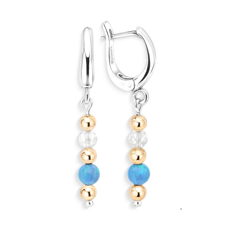 Серебряные серьги с синт. опалом и золотом