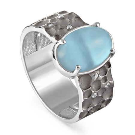 Серебряное кольцо с халцедоном и фианитом