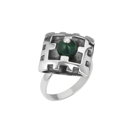 Кольцо из серебра с малахитом