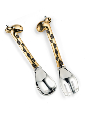 Серебряный набор детский «Жирафы» вилка с ложкой