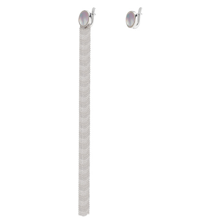 Серьги из серебра с фианитом и перламутром