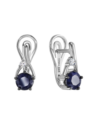 Серебряные серьги «Амалия» с сапфиром и фианитом