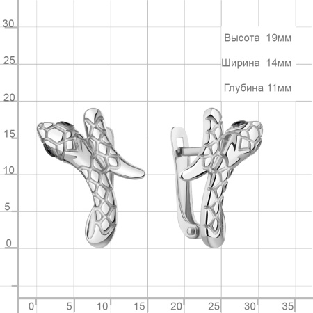 Серебряные серьги с нанокристаллом «Змеи»
