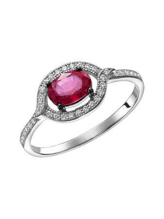 Кольцо из серебра с натуральным рубином