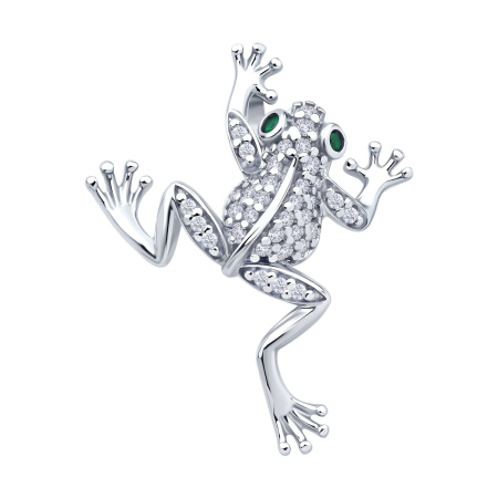 Подвеска из серебра с фианитами «Лягушка»