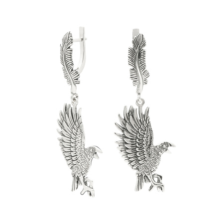 Серьги из серебра «Ворон»