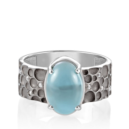 Серебряное кольцо с халцедоном и фианитом