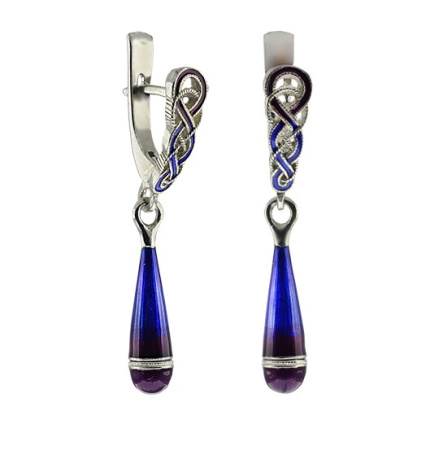 Серьги серебряные с эмалью «Капли»