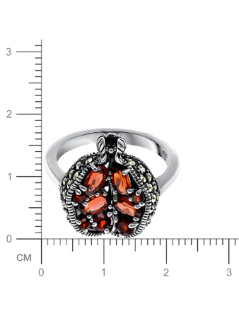 Серебряное кольцо ALEXANDRE VASSILIEV с гранатом и марказитами Swarovski