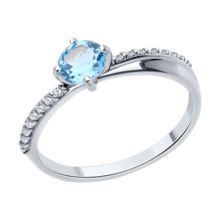 Кольцо из серебра с топазом и фианитами