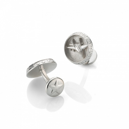 Запонки из серебра «Служу Отечеству» Авиация