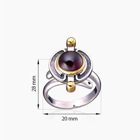 Серебряное кольцо «Кассиопея» с гранатом