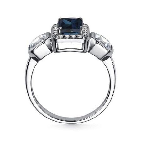 Кольцо из серебра с топазом и фианитами