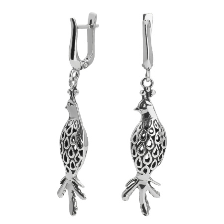 Серебряные серьги «Фазан»