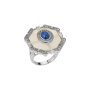 Кольцо с нано-сапфиром и белыми топазами из серебра