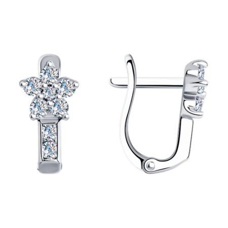 Серьги из серебра с фианитами