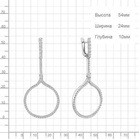 Серьги из серебра с фианитами