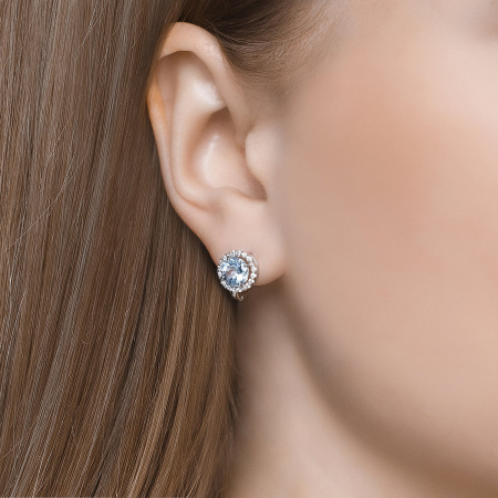 Серебряные серьги с топазами и фианитами