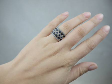 Кольцо «Byzantium» из серебра с белыми топазами и сапфирами