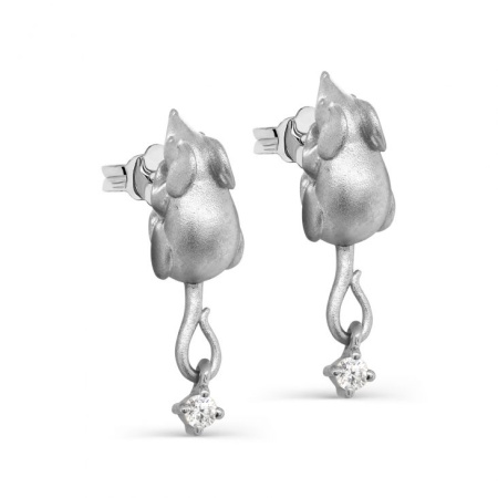 Серебряные серьги с фианитами «Мышь»