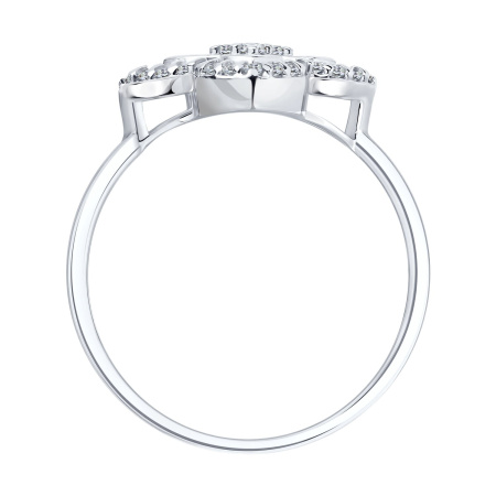 Кольцо из серебра с фианитами и эмалью «Цветок»