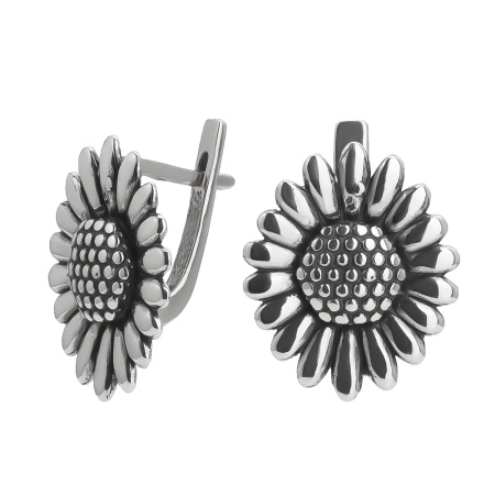 Серьги из серебра «Ромашки»