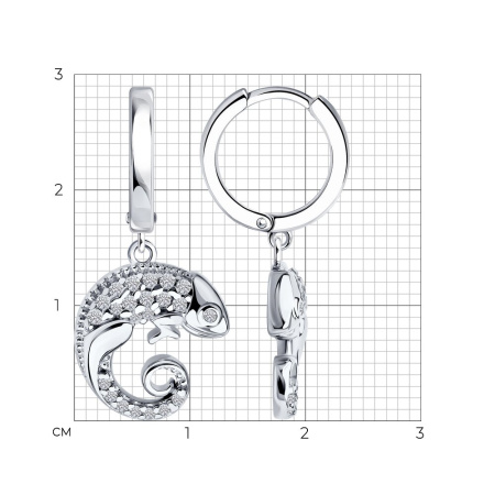 Серьги из серебра с фианитами «Хамелеон»