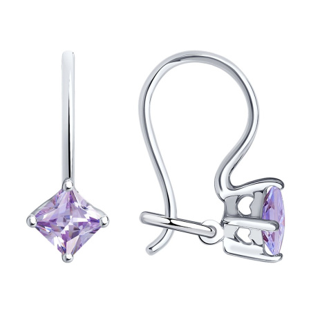 Серьги из серебра с сиреневыми фианитами SOKOLOV