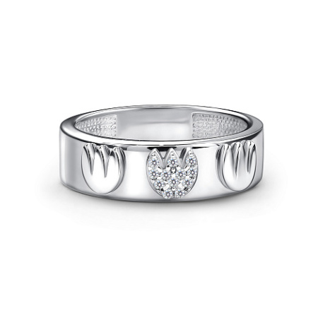 Серебряное кольцо с фианитами «Тюльпаны»