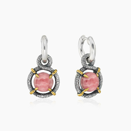 Серьги из серебра с камнем родохрозит