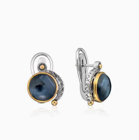 Серьги из серебра с камнем питерсит