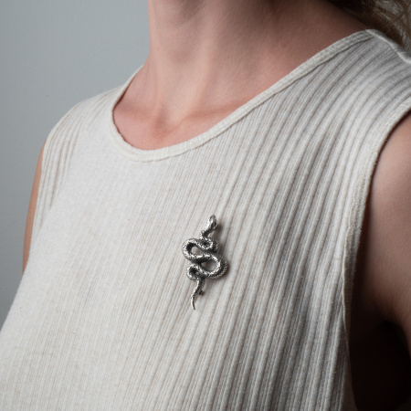 Брошь из серебра «Змея»