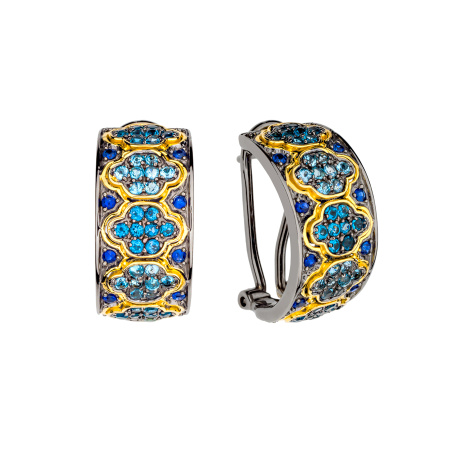 Серьги из серебра с позолотой и топазами