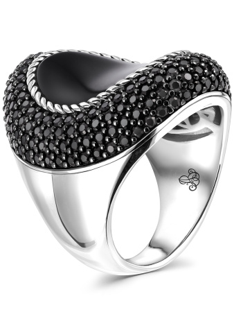 Серебряное кольцо с черным ониксом и шпинелью