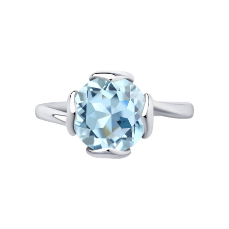 Кольцо из серебра с топазом и фианитами
