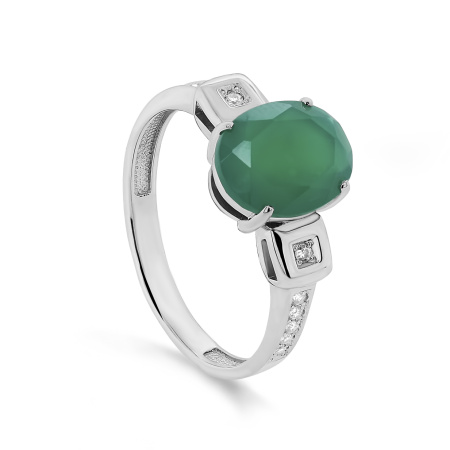 Кольцо из серебра с ониксом и фианитами