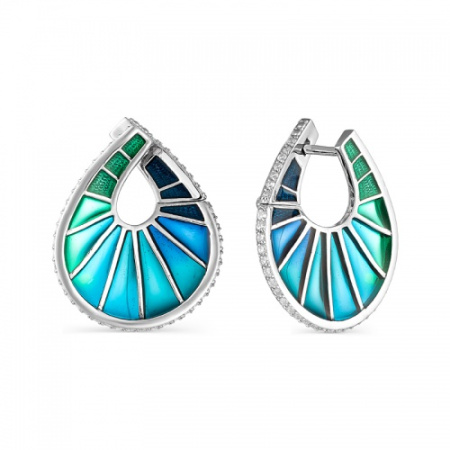 Серебряные серьги с витражной эмалью