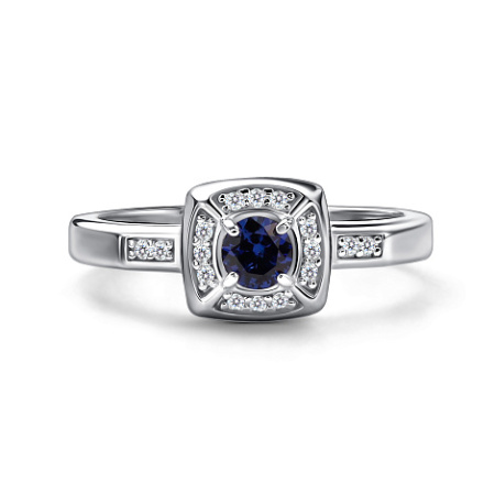 Кольцо из серебра с сапфиром и фианитами