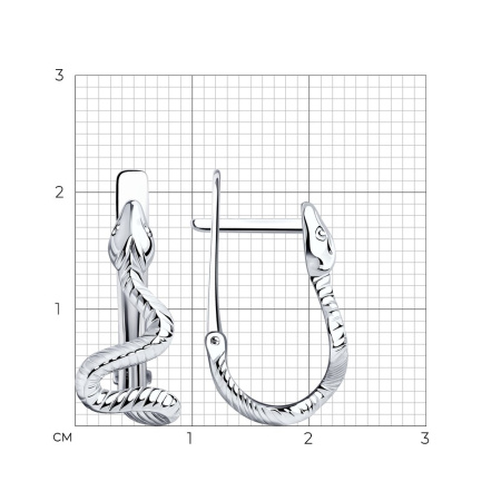 Серьги из серебра «Змея» Sokolov