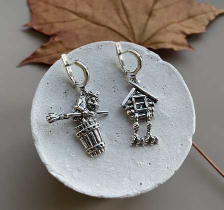 Серьги серебряные «Бабка-Ежка»