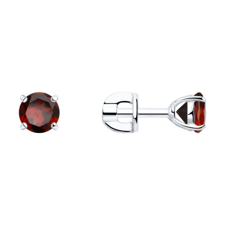 Серьги-пусеты из серебра с гранатами Sokolov