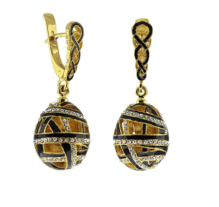 Серьги серебряные с эмалью «Яйца Фаберже»