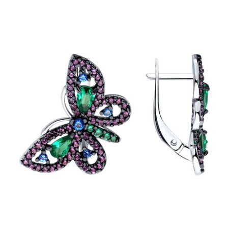 Серьги из серебра с фианитами «Бабочка»