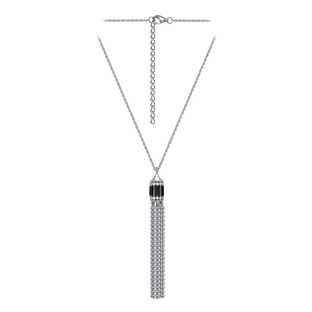 Колье из серебра с ониксом и фианитами