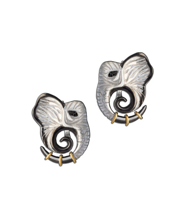 Серьги из серебра с эмалью «Слон»