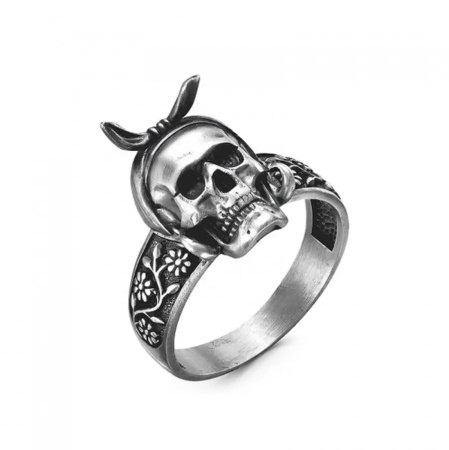 Кольцо серебро 925 перстень Череп Баба Яга