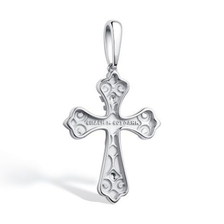 Серебряный православный крест с бриллиантом