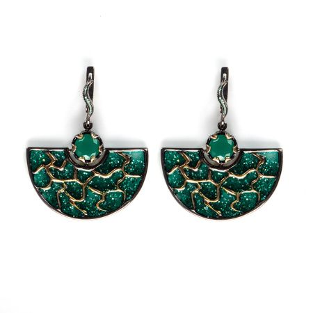 Серебряные серьги с витражной эмалью